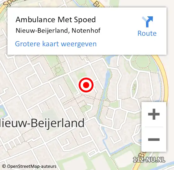 Locatie op kaart van de 112 melding: Ambulance Met Spoed Naar Nieuw-Beijerland, Notenhof op 16 oktober 2021 02:34