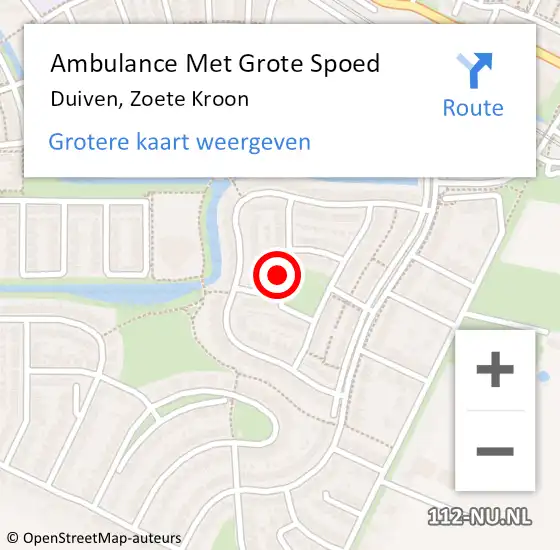 Locatie op kaart van de 112 melding: Ambulance Met Grote Spoed Naar Duiven, Zoete Kroon op 16 oktober 2021 02:46