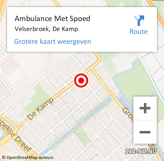 Locatie op kaart van de 112 melding: Ambulance Met Spoed Naar Velserbroek, De Kamp op 16 oktober 2021 03:03