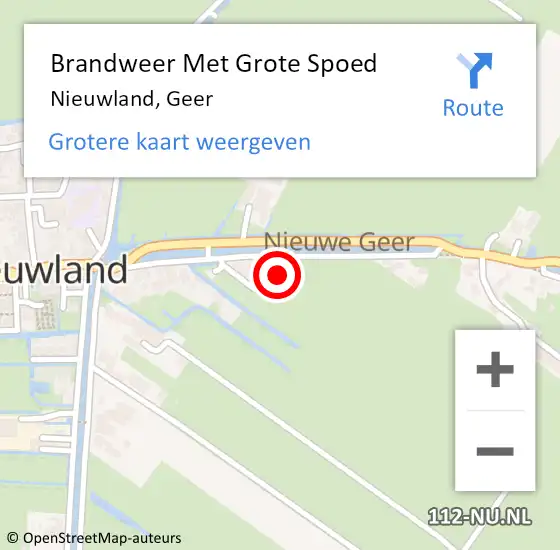 Locatie op kaart van de 112 melding: Brandweer Met Grote Spoed Naar Nieuwland, Geer op 16 oktober 2021 04:23