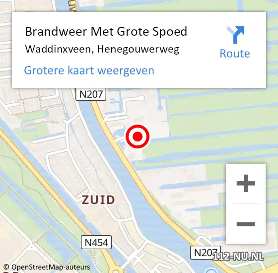 Locatie op kaart van de 112 melding: Brandweer Met Grote Spoed Naar Waddinxveen, Henegouwerweg op 16 oktober 2021 06:18