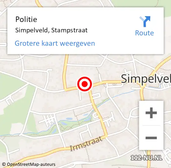 Locatie op kaart van de 112 melding: Politie Simpelveld, Stampstraat op 16 oktober 2021 06:45