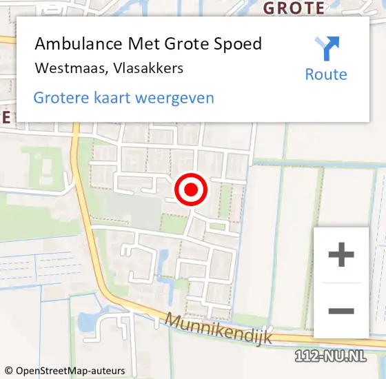 Locatie op kaart van de 112 melding: Ambulance Met Grote Spoed Naar Westmaas, Vlasakkers op 16 oktober 2021 07:58