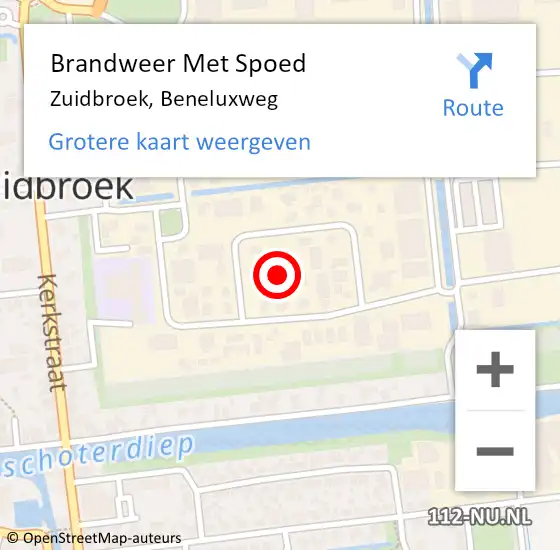 Locatie op kaart van de 112 melding: Brandweer Met Spoed Naar Zuidbroek, Beneluxweg op 16 oktober 2021 07:59