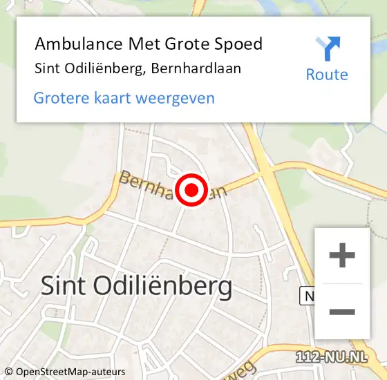 Locatie op kaart van de 112 melding: Ambulance Met Grote Spoed Naar Sint Odiliënberg, Bernhardlaan op 16 oktober 2021 08:00