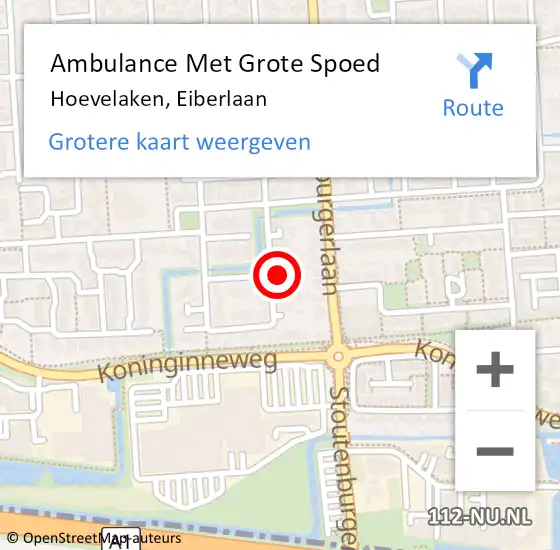 Locatie op kaart van de 112 melding: Ambulance Met Grote Spoed Naar Hoevelaken, Eiberlaan op 16 oktober 2021 08:26