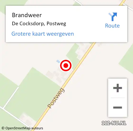 Locatie op kaart van de 112 melding: Brandweer De Cocksdorp, Postweg op 16 oktober 2021 09:16