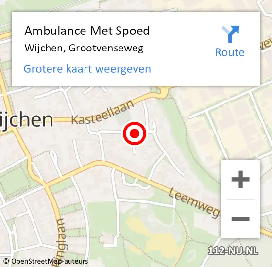 Locatie op kaart van de 112 melding: Ambulance Met Spoed Naar Wijchen, Grootvenseweg op 16 oktober 2021 09:26