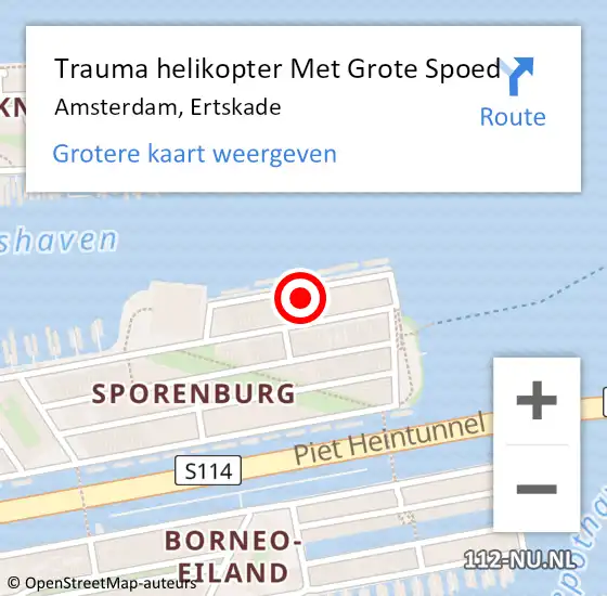 Locatie op kaart van de 112 melding: Trauma helikopter Met Grote Spoed Naar Amsterdam, Ertskade op 16 oktober 2021 09:29