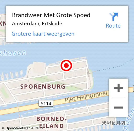 Locatie op kaart van de 112 melding: Brandweer Met Grote Spoed Naar Amsterdam, Ertskade op 16 oktober 2021 09:29