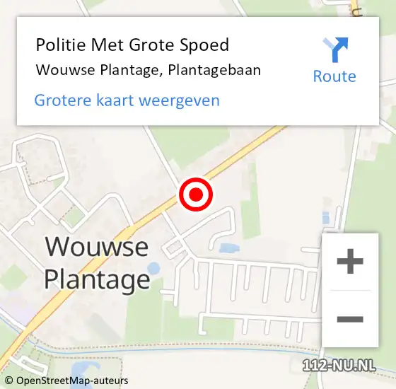 Locatie op kaart van de 112 melding: Politie Met Grote Spoed Naar Wouwse Plantage, Plantagebaan op 16 oktober 2021 09:53