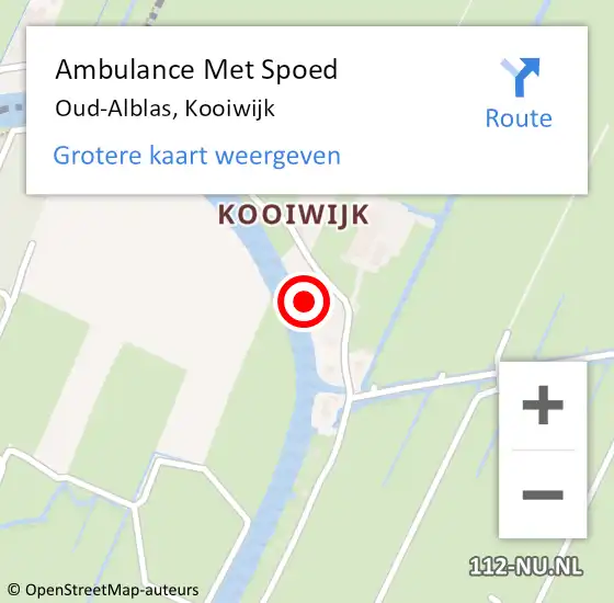 Locatie op kaart van de 112 melding: Ambulance Met Spoed Naar Oud-Alblas, Kooiwijk op 16 oktober 2021 10:05