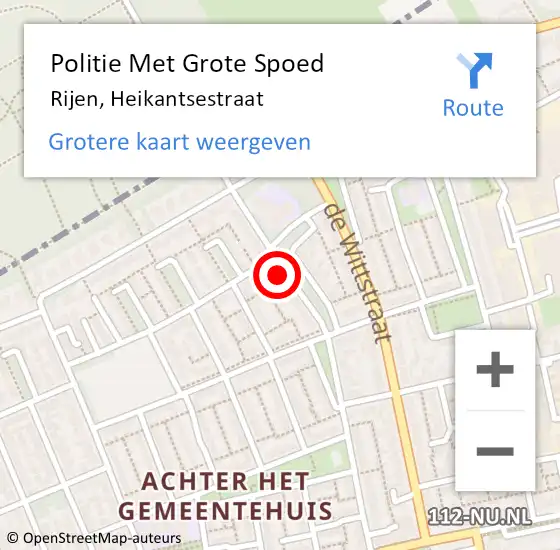 Locatie op kaart van de 112 melding: Politie Met Grote Spoed Naar Rijen, Heikantsestraat op 16 oktober 2021 10:18