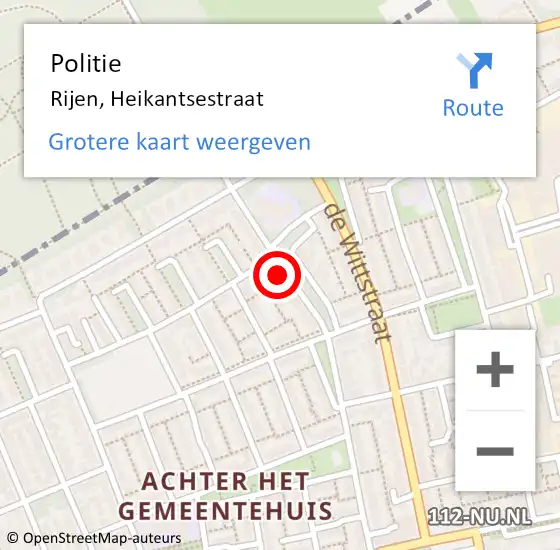 Locatie op kaart van de 112 melding: Politie Rijen, Heikantsestraat op 16 oktober 2021 10:18