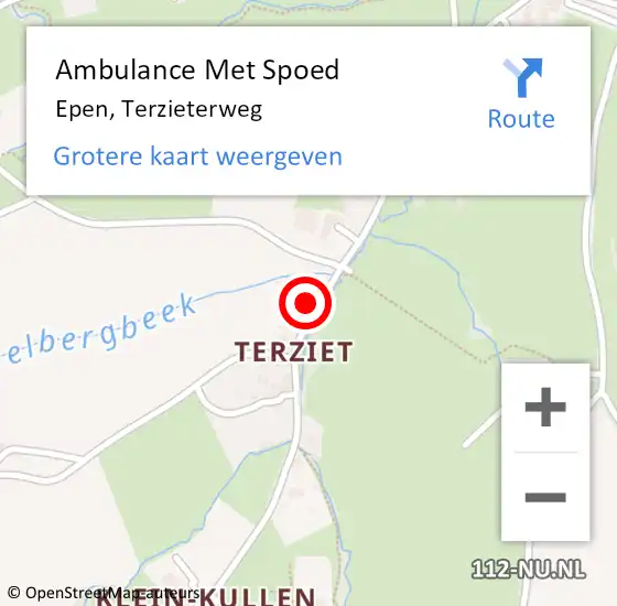 Locatie op kaart van de 112 melding: Ambulance Met Spoed Naar Epen, Terzieterweg op 26 juni 2014 09:46