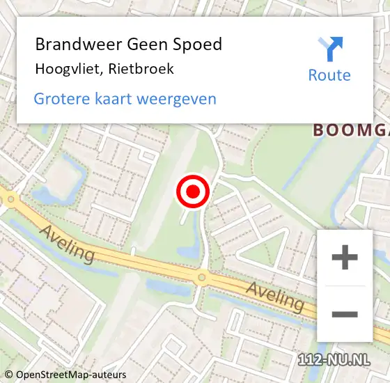 Locatie op kaart van de 112 melding: Brandweer Geen Spoed Naar Hoogvliet, Rietbroek op 16 oktober 2021 10:40