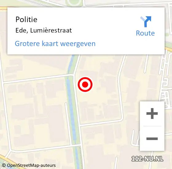 Locatie op kaart van de 112 melding: Politie Ede, Lumièrestraat op 16 oktober 2021 10:58