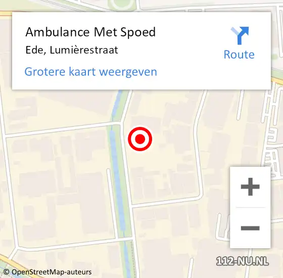 Locatie op kaart van de 112 melding: Ambulance Met Spoed Naar Ede, Lumièrestraat op 16 oktober 2021 10:58