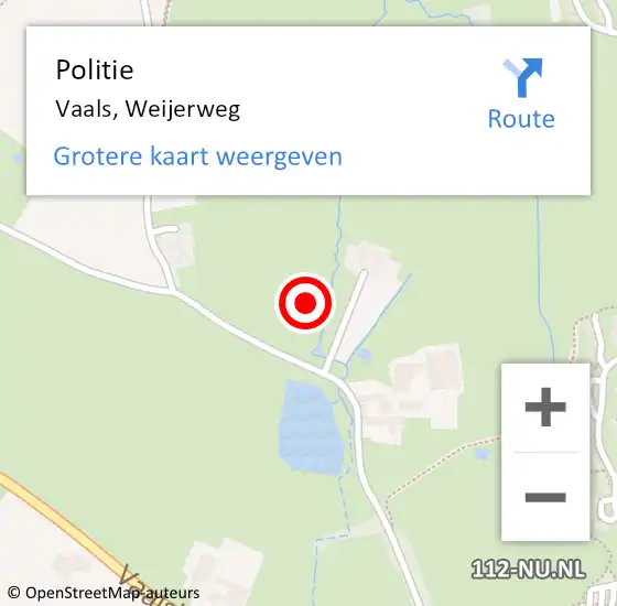 Locatie op kaart van de 112 melding: Politie Vaals, Weijerweg op 16 oktober 2021 11:20