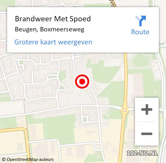 Locatie op kaart van de 112 melding: Brandweer Met Spoed Naar Beugen, Boxmeerseweg op 16 oktober 2021 11:33