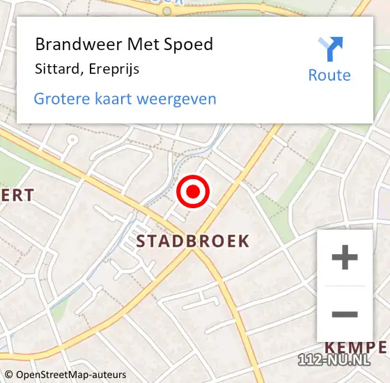 Locatie op kaart van de 112 melding: Brandweer Met Spoed Naar Sittard, Ereprijs op 16 oktober 2021 11:37