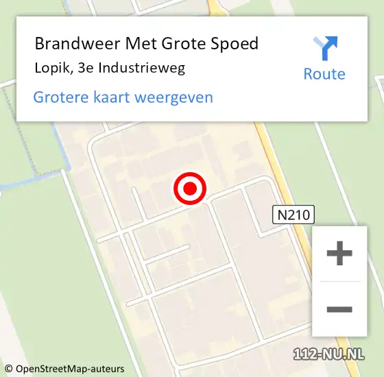 Locatie op kaart van de 112 melding: Brandweer Met Grote Spoed Naar Lopik, 3e Industrieweg op 16 oktober 2021 12:09