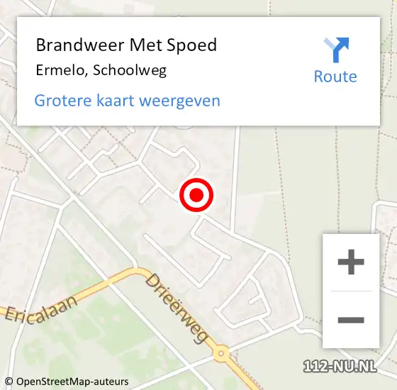 Locatie op kaart van de 112 melding: Brandweer Met Spoed Naar Ermelo, Schoolweg op 16 oktober 2021 12:30