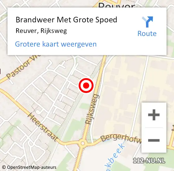 Locatie op kaart van de 112 melding: Brandweer Met Grote Spoed Naar Reuver, Rijksweg op 16 oktober 2021 12:59