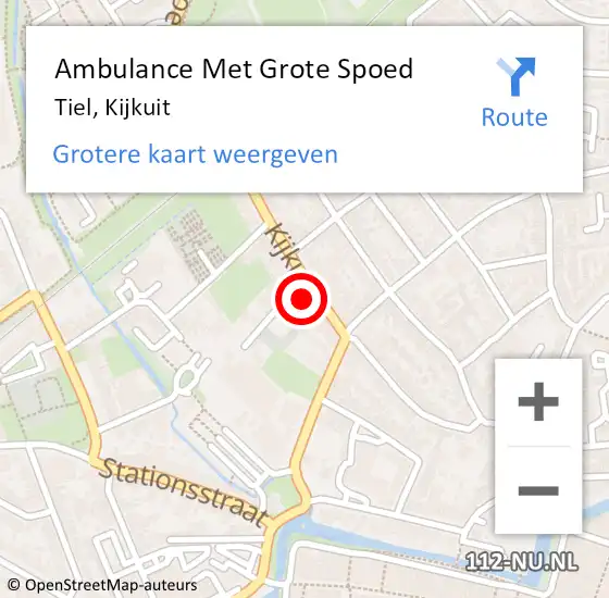 Locatie op kaart van de 112 melding: Ambulance Met Grote Spoed Naar Tiel, Kijkuit op 16 oktober 2021 13:06