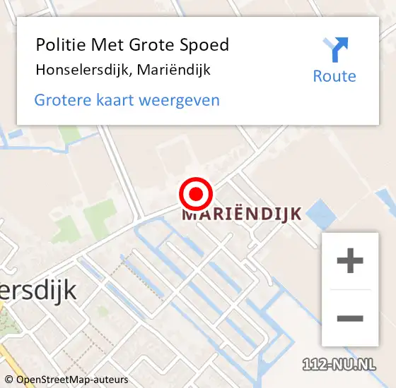 Locatie op kaart van de 112 melding: Politie Met Grote Spoed Naar Honselersdijk, Mariëndijk op 16 oktober 2021 13:34