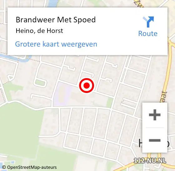 Locatie op kaart van de 112 melding: Brandweer Met Spoed Naar Heino, de Horst op 16 oktober 2021 13:53