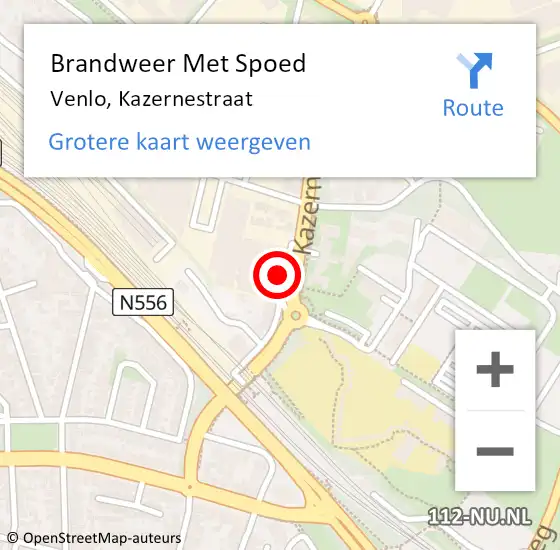 Locatie op kaart van de 112 melding: Brandweer Met Spoed Naar Venlo, Kazernestraat op 16 oktober 2021 13:56