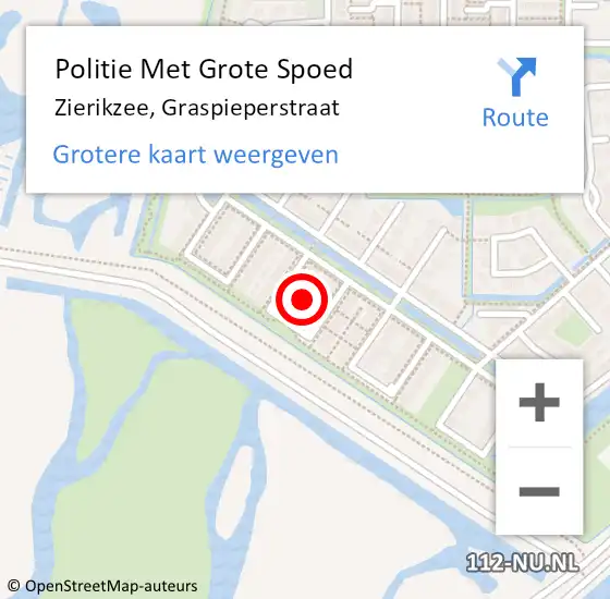 Locatie op kaart van de 112 melding: Politie Met Grote Spoed Naar Zierikzee, Graspieperstraat op 16 oktober 2021 14:04