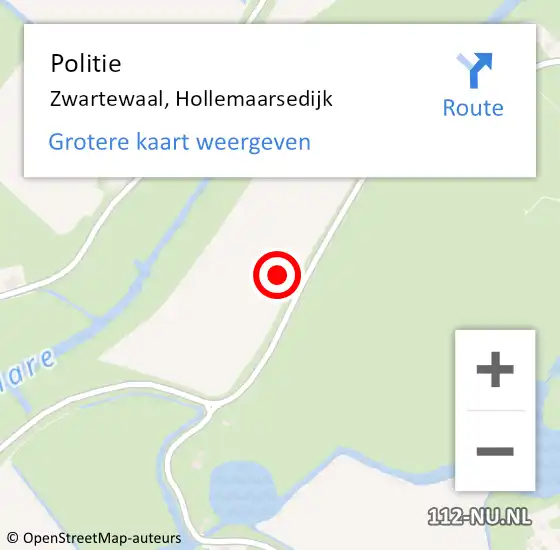 Locatie op kaart van de 112 melding: Politie Zwartewaal, Hollemaarsedijk op 16 oktober 2021 14:17