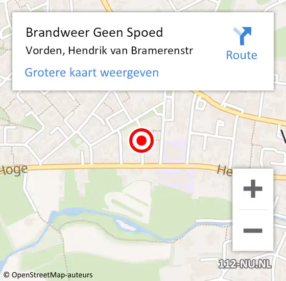 Locatie op kaart van de 112 melding: Brandweer Geen Spoed Naar Vorden, Hendrik van Bramerenstr op 16 oktober 2021 14:22