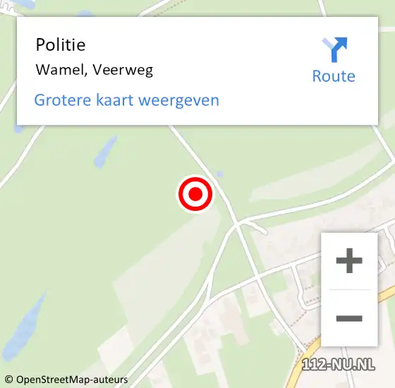 Locatie op kaart van de 112 melding: Politie Wamel, Veerweg op 16 oktober 2021 14:33