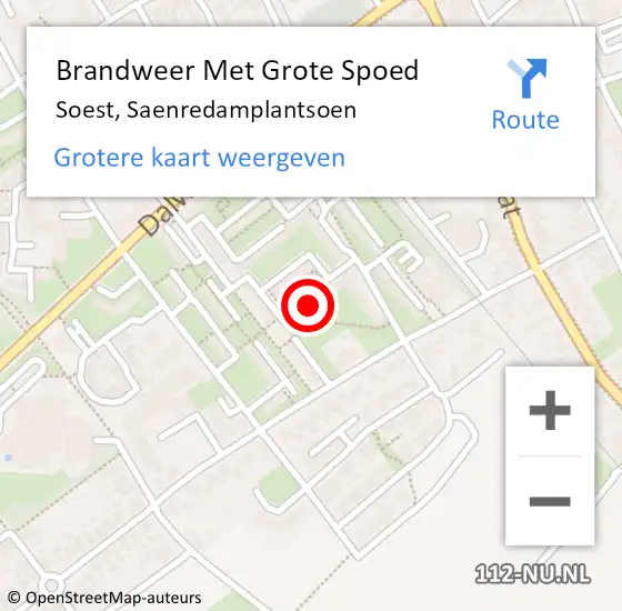 Locatie op kaart van de 112 melding: Brandweer Met Grote Spoed Naar Soest, Saenredamplantsoen op 16 oktober 2021 14:35