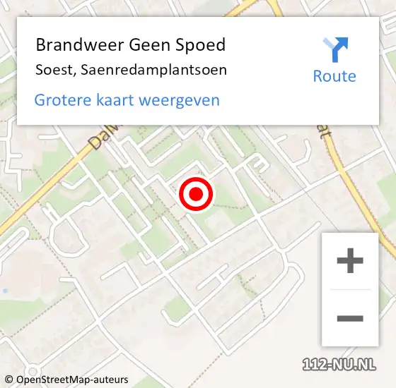 Locatie op kaart van de 112 melding: Brandweer Geen Spoed Naar Soest, Saenredamplantsoen op 16 oktober 2021 14:37