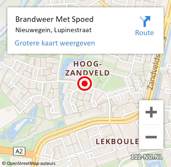 Locatie op kaart van de 112 melding: Brandweer Met Spoed Naar Nieuwegein, Lupinestraat op 16 oktober 2021 14:40