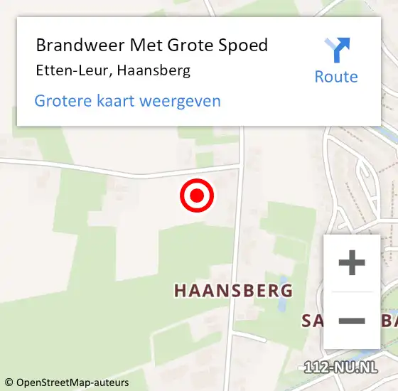 Locatie op kaart van de 112 melding: Brandweer Met Grote Spoed Naar Etten-Leur, Haansberg op 16 oktober 2021 15:14