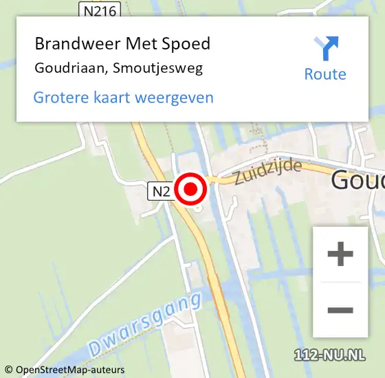 Locatie op kaart van de 112 melding: Brandweer Met Spoed Naar Goudriaan, Smoutjesweg op 16 oktober 2021 15:18