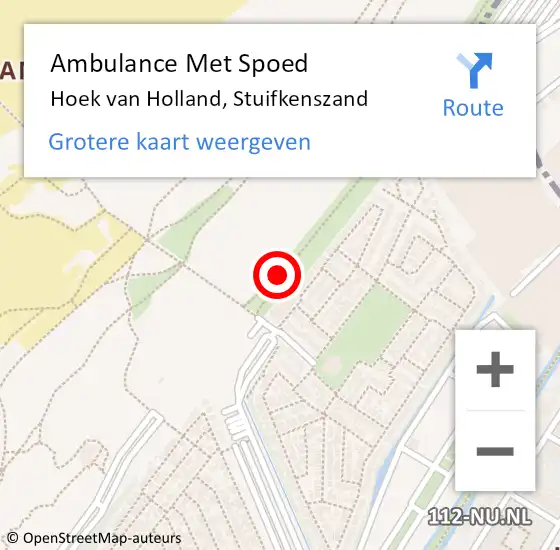 Locatie op kaart van de 112 melding: Ambulance Met Spoed Naar Hoek van Holland, Stuifkenszand op 16 oktober 2021 15:27