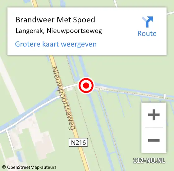 Locatie op kaart van de 112 melding: Brandweer Met Spoed Naar Langerak, Nieuwpoortseweg op 16 oktober 2021 15:46