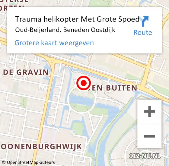 Locatie op kaart van de 112 melding: Trauma helikopter Met Grote Spoed Naar Oud-Beijerland, Beneden Oostdijk op 16 oktober 2021 15:46