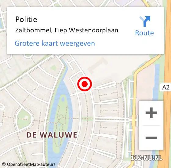 Locatie op kaart van de 112 melding: Politie Zaltbommel, Fiep Westendorplaan op 16 oktober 2021 16:00