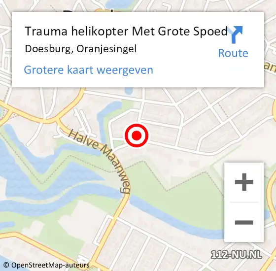 Locatie op kaart van de 112 melding: Trauma helikopter Met Grote Spoed Naar Doesburg, Oranjesingel op 16 oktober 2021 16:01