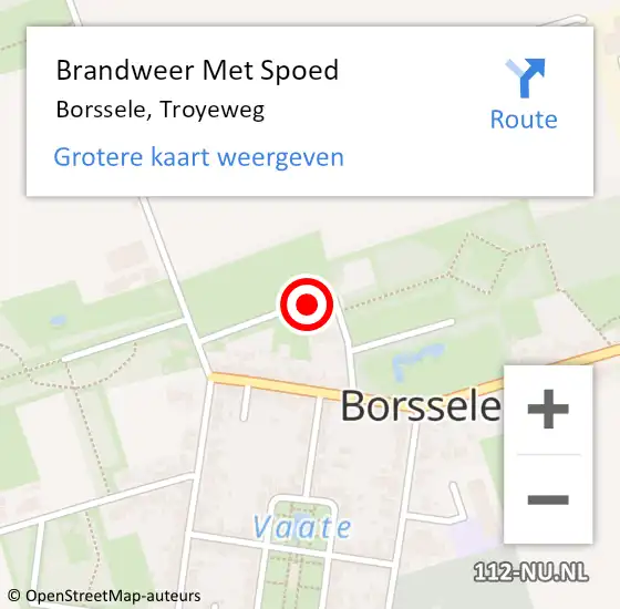 Locatie op kaart van de 112 melding: Brandweer Met Spoed Naar Borssele, Troyeweg op 16 oktober 2021 16:03