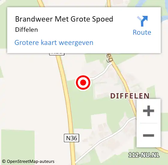 Locatie op kaart van de 112 melding: Brandweer Met Grote Spoed Naar Diffelen op 16 oktober 2021 16:17