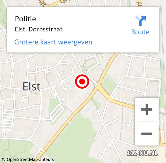 Locatie op kaart van de 112 melding: Politie Elst, Dorpsstraat op 16 oktober 2021 16:23