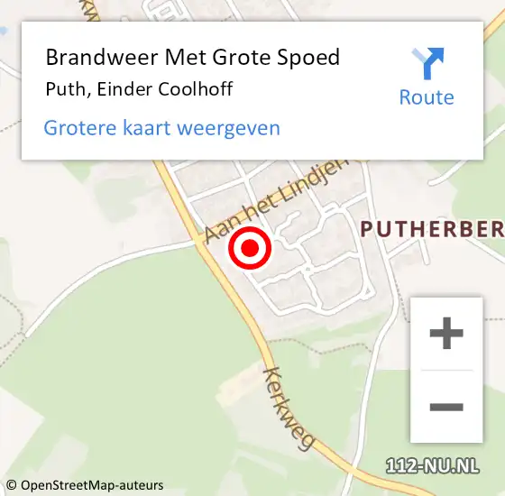 Locatie op kaart van de 112 melding: Brandweer Met Grote Spoed Naar Puth, Einder Coolhoff op 16 oktober 2021 16:43